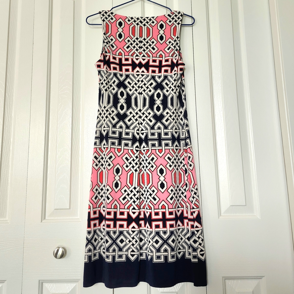 Lauren Ralph Lauren Geometric Pattern Sleeveless Midi Dress, Size 4